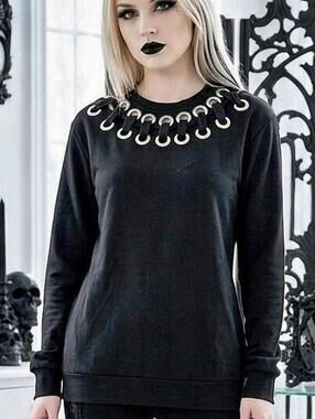 Glamorous Laced Long Sleeve Sweatshirt 85% Cotton XS